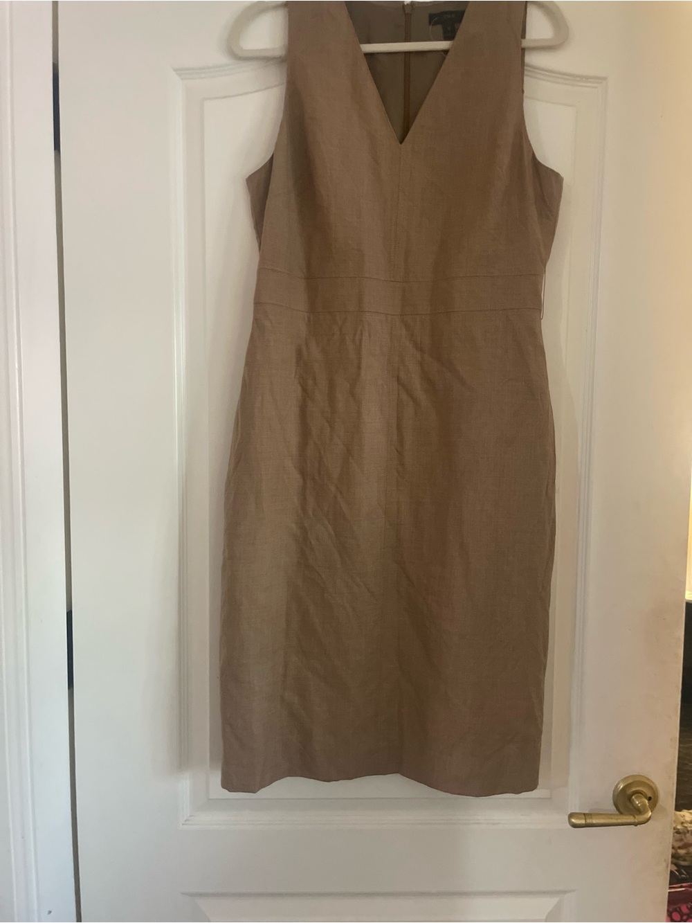 J. Crew Sleeveless V-Neck Midi Dress in Tan